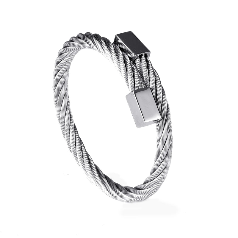 Stainless Steel Hemp Rope Men Bracelet 6MM