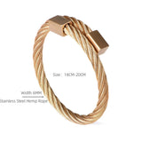 Stainless Steel Hemp Rope Men Bracelet 6MM