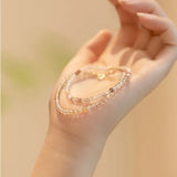 Lucky Thin 3mm  Natural Rutilated Quartz Beaded Bracelet 14k Fine Jewelry