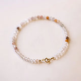 Lucky Thin 3mm  Natural Rutilated Quartz Beaded Bracelet 14k Fine Jewelry