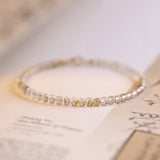 Lucky Thin 3mm  Natural Rutilated Quartz Beaded Bracelet 14k Fine Jewelry
