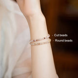 Lucky Thin 3mm  Natural Rutilated Quartz Beaded Bracelet 14k Fine Jewelry