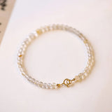 Lucky Thin 3mm  Natural Rutilated Quartz Beaded Bracelet 14k Fine Jewelry