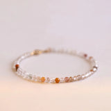 Lucky Thin 3mm  Natural Rutilated Quartz Beaded Bracelet 14k Fine Jewelry