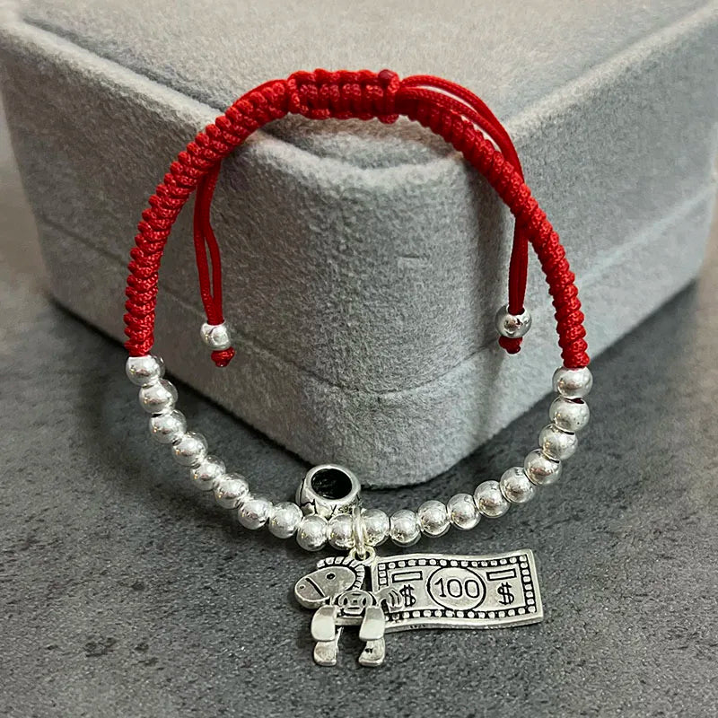 Money At Once Dollar Horse Bracelet Red Thread Hand Jewelry