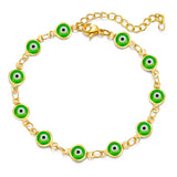 Colorful Evil Eye Bracelet for Women Adjustable Metal Chain