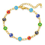 Colorful Evil Eye Bracelet for Women Adjustable Metal Chain