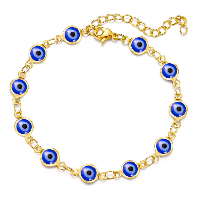 Colorful Evil Eye Bracelet for Women Adjustable Metal Chain