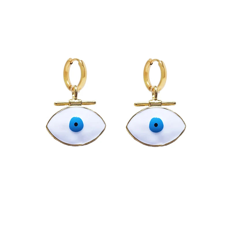 Turkis Demon Eyes Punk Rock Earrings Vintage Chunky Twisted Statement