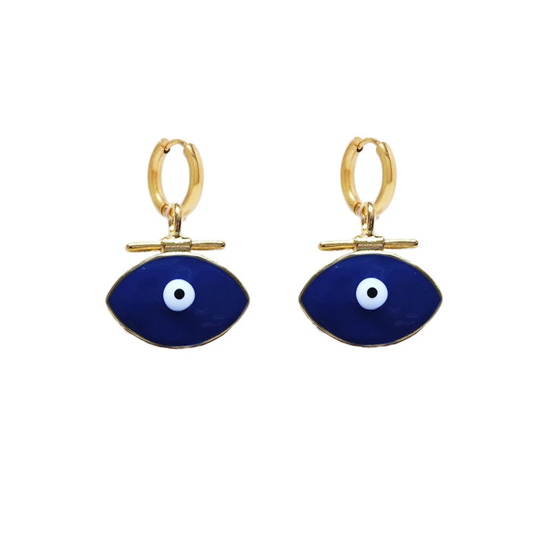 Turkis Demon Eyes Punk Rock Earrings Vintage Chunky Twisted Statement