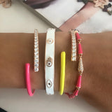 Rose Enamel Evil Eye Open Bangle Bracelet