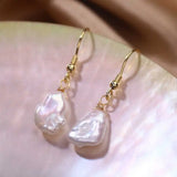 Baroque Pearl Earrings 18k Hook Cultured Women Gift Mother's