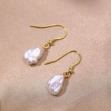 Baroque Pearl Earrings 18k Hook Cultured Women Gift Mother's