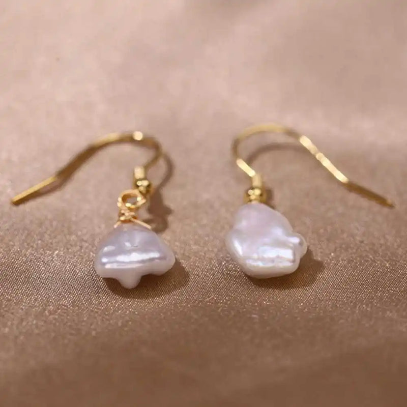 Baroque Pearl Earrings 18k Hook Cultured Women Gift Mother's