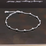 925 Sterling Silver Beaded Anklet for Women