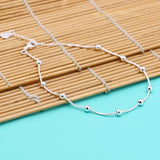 925 Sterling Silver Beaded Anklet for Women