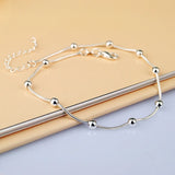 925 Sterling Silver Beaded Anklet for Women