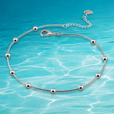 925 Sterling Silver Beaded Anklet for Women