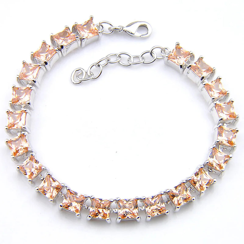 Tennis Bracelets Crystal Zirconia Gems Silver Chain Wedding Party