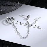 Luckydays Ear Cuff Clip Chain Tassel Clip Earring Cross Earrings For Women