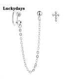 Luckydays Ear Cuff Clip Chain Tassel Clip Earring Cross Earrings For Women