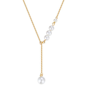 Luckydays Pearl Tassel Necklace French Style Clavicle Chain Gift