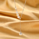 Luckydays Pearl Tassel Necklace French Style Clavicle Chain Gift