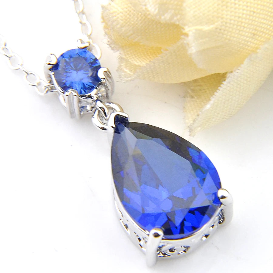 Vintage Crystal Zircon Pendant 2 Pcs/Lot Silver Plated Wedding Gift Necklace