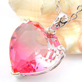 Huge Heart Bi Colored Tourmaline Silver Pendant for Necklaces