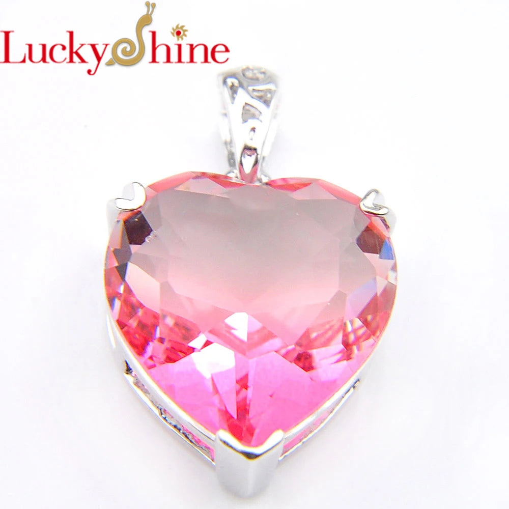 Huge Heart Bi Colored Tourmaline Silver Pendant for Necklaces