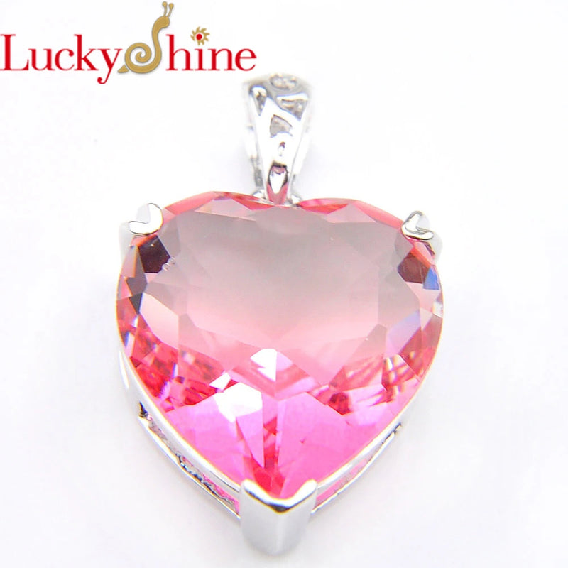 Huge Heart Bi Colored Tourmaline Silver Pendant for Necklaces