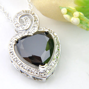 925 Silver Heart-shaped Gems Multi-color Necklace Pendant