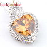 925 Silver Heart-shaped Gems Multi-color Necklace Pendant