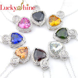 925 Silver Heart-shaped Gems Multi-color Necklace Pendant