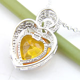 925 Silver Heart-shaped Gems Multi-color Necklace Pendant