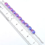 Bi-Colored Tourmaline Purple Crystal Silver Chain Bracelet