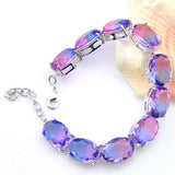 Bi-Colored Tourmaline Purple Crystal Silver Chain Bracelet