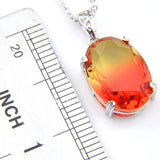 Bi Colored Tourmaline Crystal 925 Silver Wedding Pendant with Chain