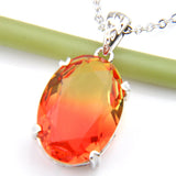 Bi Colored Tourmaline Crystal 925 Silver Wedding Pendant with Chain