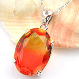 Bi Colored Tourmaline Crystal 925 Silver Wedding Pendant with Chain