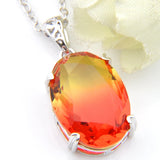 Bi Colored Tourmaline Crystal 925 Silver Wedding Pendant with Chain