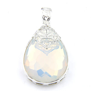 Opalite and Moonstone Flower Pendant Necklace
