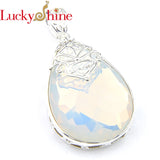 Opalite and Moonstone Flower Pendant Necklace