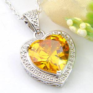 Vintage Cz Zircon Heart-shaped Pendant Necklace