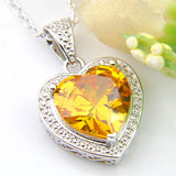 Vintage Cz Zircon Heart-shaped Pendant Necklace