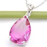 Pink Bi-colored Tourmaline Crystal Zirconia Pendant Necklace