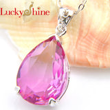 Pink Bi-colored Tourmaline Crystal Zirconia Pendant Necklace