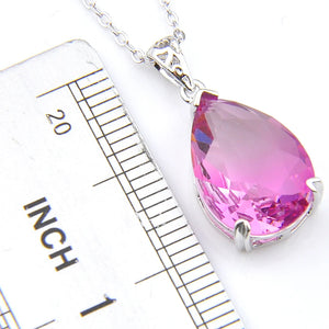 Pink Bi-colored Tourmaline Crystal Zirconia Pendant Necklace