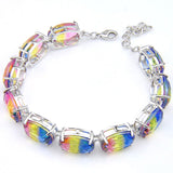 Bi-Colored Tourmaline Crystal Zircon Silver Bracelet