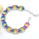 Bi-Colored Tourmaline Crystal Zircon Silver Bracelet